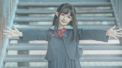 雪中jk美少女
