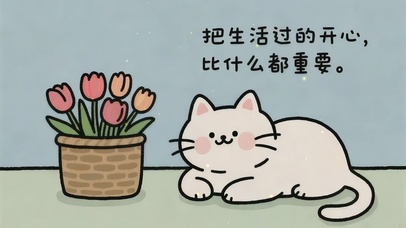 小猫说：要开心呀