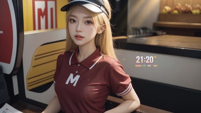 4K餐厅可爱美女