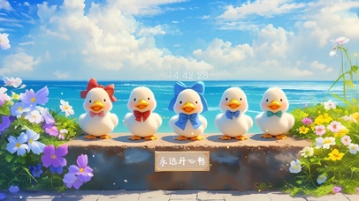 海边可爱小白鸭