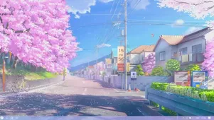 公路樱花（含时钟、天气、音乐频谱）
