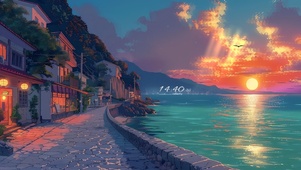 海景乡村夜晚