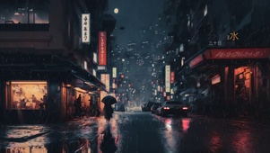 治愈雨夜东京街道