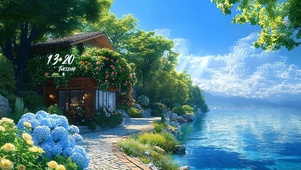 护眼午后海边小屋