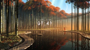 幽静竹林湖畔