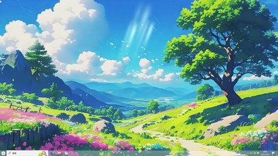 唯美小路AI插画-桌面主题