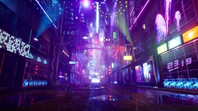 雨天赛博朋克未来城