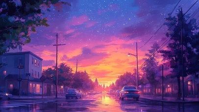 城市的唯美落日晚霞