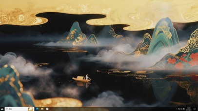国潮AI青绿山水-桌面主题