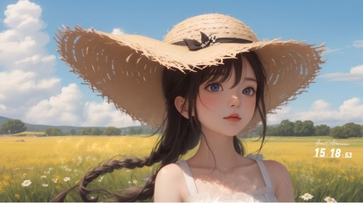 田野草帽可爱女孩