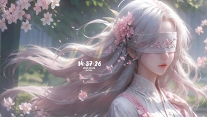 4k樱花蒙眼女孩