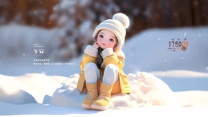 可爱雪中少女