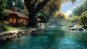 护眼山下溪流小屋