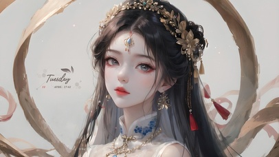 4K唯美清纯古风汉服美女插画