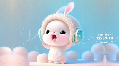 随音频跳舞摇摆的兔子