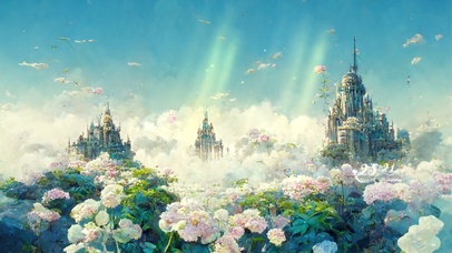 4k 唯美梦幻花海城堡