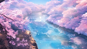 樱花盛开的河畔