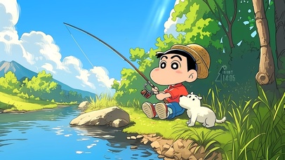 河边钓鱼的小新