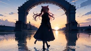 4K 少女与夕阳