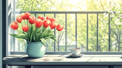 护眼窗台郁金香