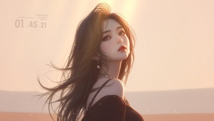 夕阳下的少女
