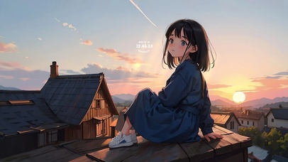 屋顶上的小女孩