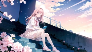 粉色校服女孩