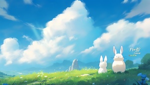 小清新草地兔子