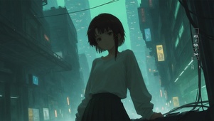 唯美城市夜晚少女