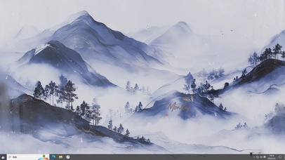水墨山水AI鎏金壁纸-桌面主题