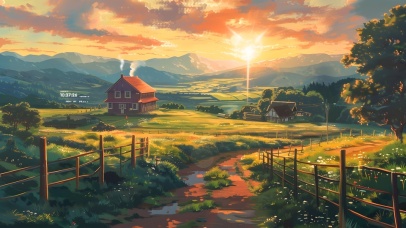 初夏山坡小屋