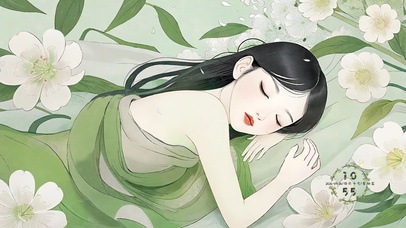 花丛里睡着的少女