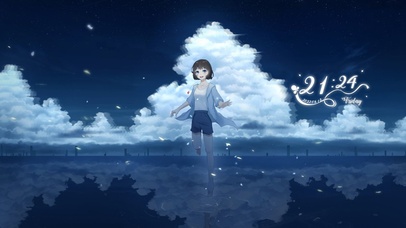 唯美星空湖面女孩