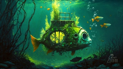 4K沉入海底的废弃鱼艇