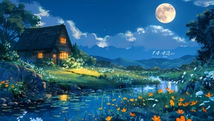 夏夜萤火乡村