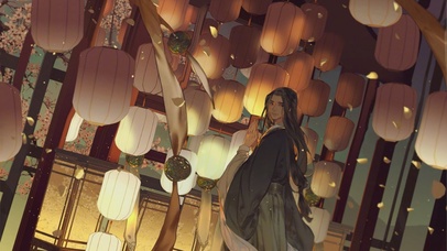 花灯几重，双腮红