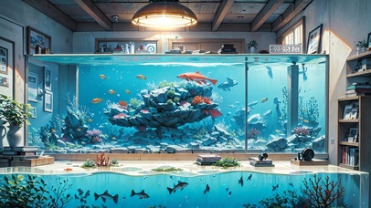 4K治愈水族馆房间