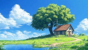 小屋门前的水塘