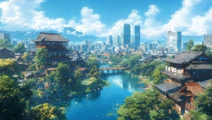 城市阁楼湖泊