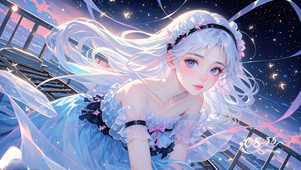 飞行赏游星空的少女