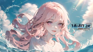 粉发海中少女