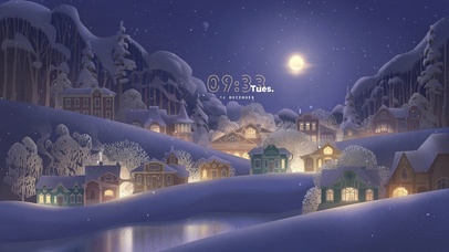 唯美插画雪天新年夜