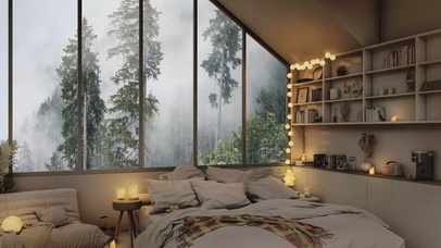 4K薄雾蒙蒙的秋天早晨