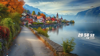 唯美治愈度假河边景色