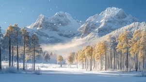 阳光雪林