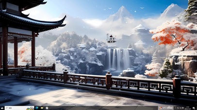 4K唯美古风楼台雪景主题