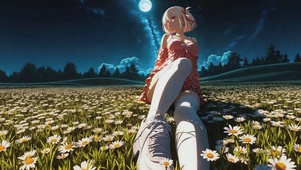 月空下的性感白丝美女