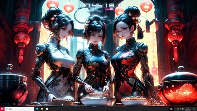 4k国风暗黑旗袍美少女3人