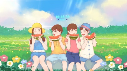 夏天小孩吃西瓜