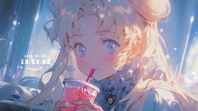 月野兔 一起喝草莓果汁